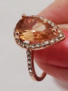 Rose Gold Champagne Zircon Ring